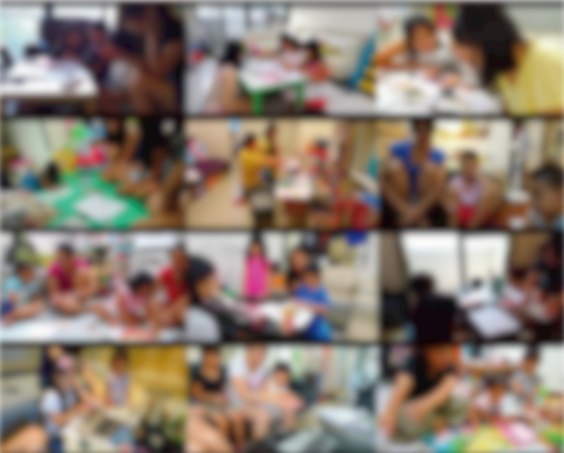blurred image of study sessions, including 13 families who participated in this study